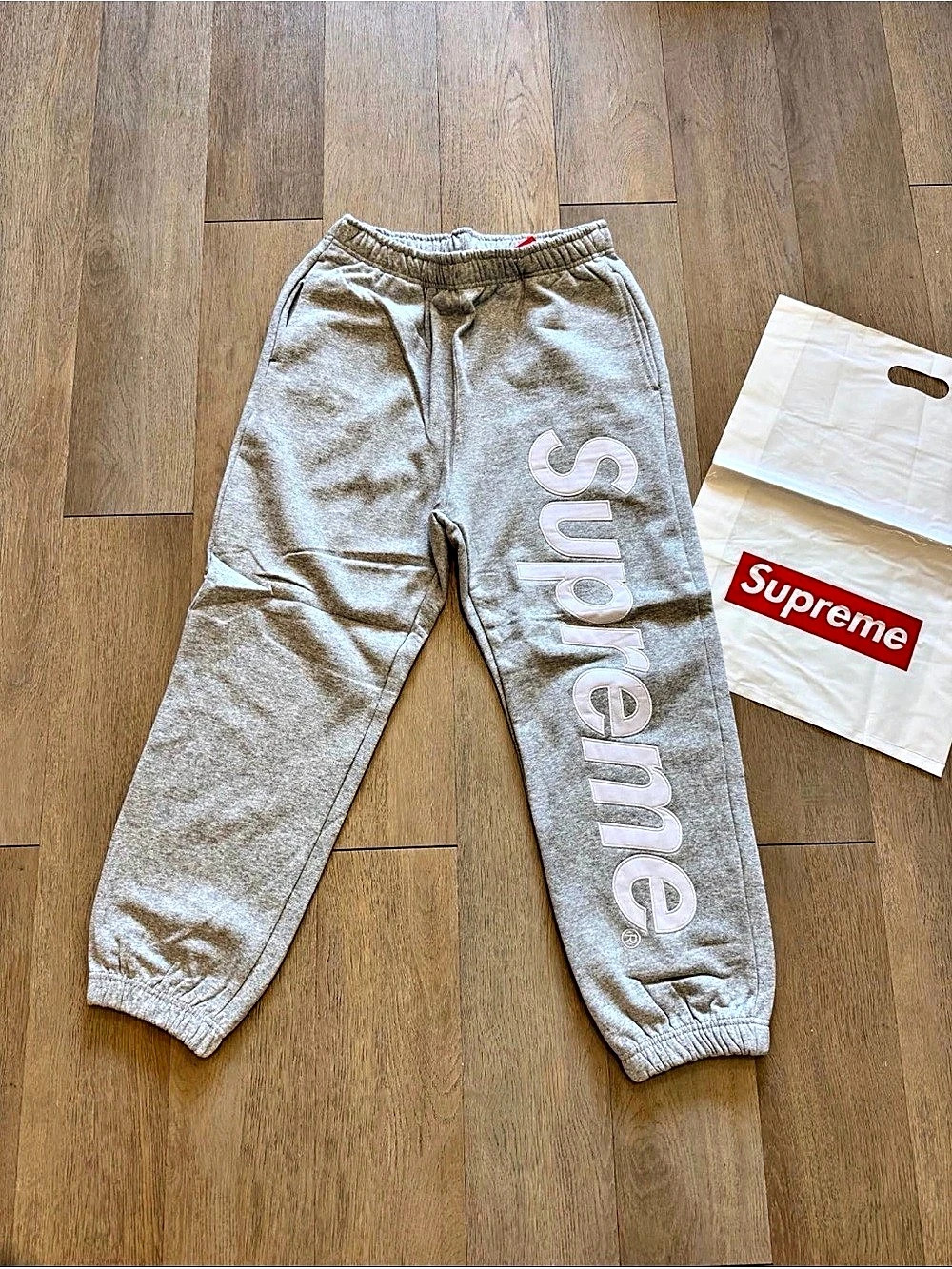 Supreme Vertical Logo Sweatpant Heather Grey Gray Joggers